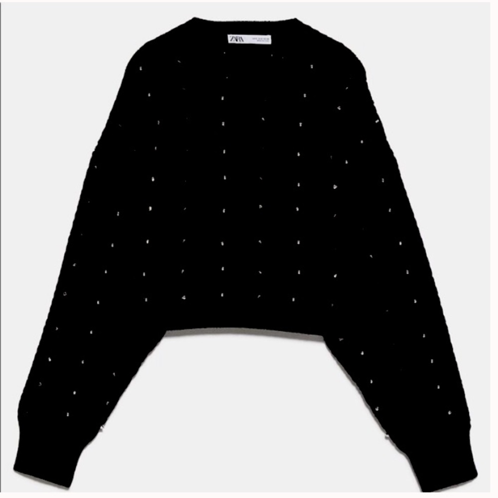 Zara black studded sweater NWT